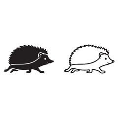 Minimal Hedgehog Silhouette & Hedgehog Lineart – Hedgehog Vector Graphic with Simplified Body Shape – Hedgehog Illustration – Silhouette and Lineart Set of Hedgehog