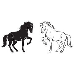 Accurate Horse Silhouette & Horse Lineart – Horse Vector Outline Showing Strong Animal Design – Black Vector of Horse – Vector Set of Horse