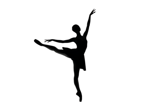 Graceful ballerina performing an elegant arabesque pose with perfect form and poise, embodying artistic expression and athletic discipline