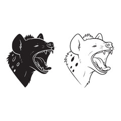 Clever Hyena Silhouette & Hyena Lineart – Hyena Vector Graphic with Strong Structural Balance – Black Vector of Hyena – Vector Set of Hyena
