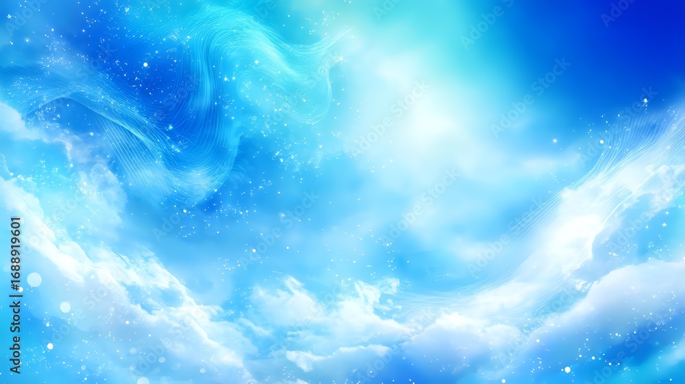 Poster vibrant glowing background with abstract sky gradient in blue and white symbolizing purity