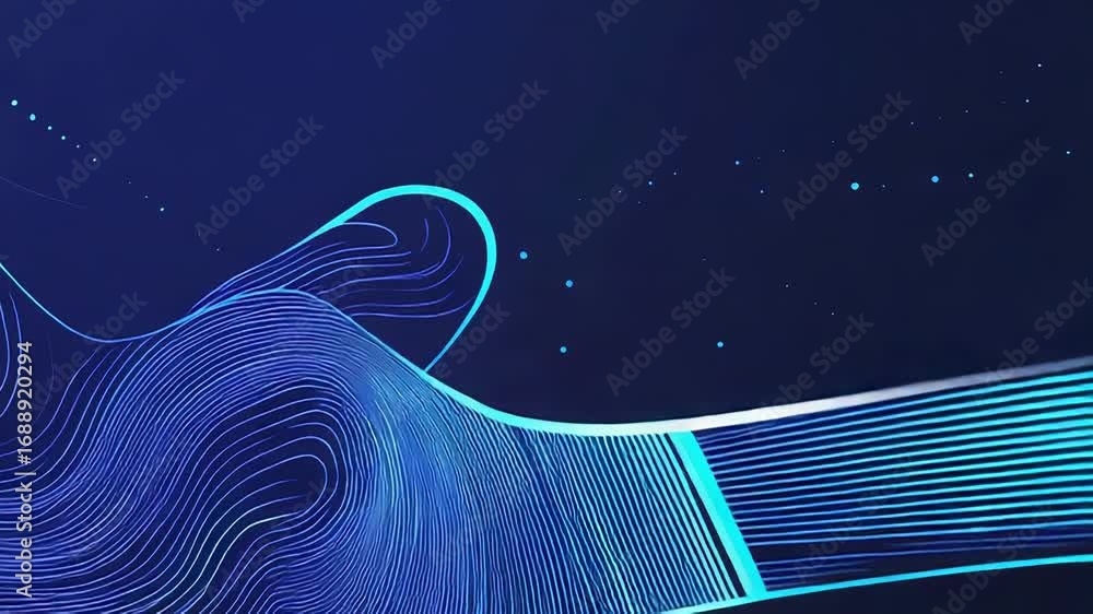 Poster fingerprint sensor scanning on futuristic topography background