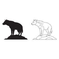 Modern Hyena Silhouette & Hyena Lineart – Hyena Vector Image with Refined Visual Aesthetic – Hyena Illustration – Silhouette and Lineart Set of Hyena