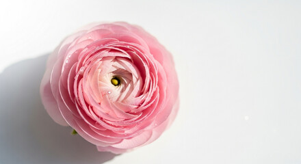 Natural Harmony Captured in Light Pink Ranunculus Macro Image
