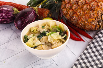 Chinese wonton soup with dumplings
