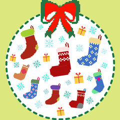 Vector-Pixel Art Christmas Ornaments, Decorations 