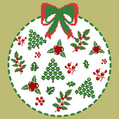 Vector-Pixel Art Christmas Ornaments, Decorations 