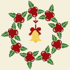 Vector-Pixel Art Christmas Ornaments, Decorations 