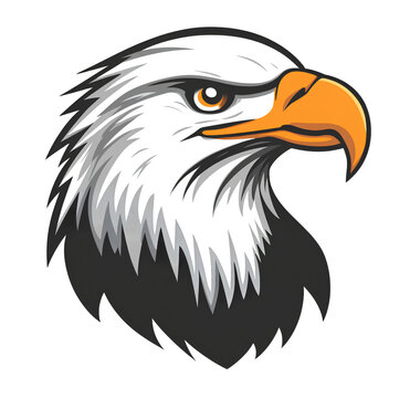 eagle mascot head silhouette, simple clip art vector graphic icon, on a transparent background.