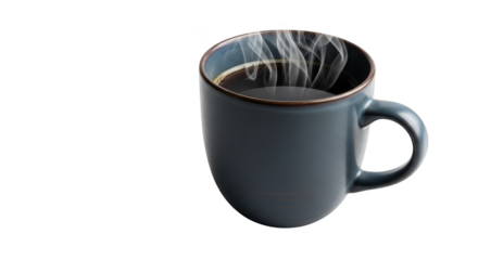 Steaming coffee in elegant blue mug