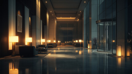 Luxurious Hotel Lobby withAmbient Lighting