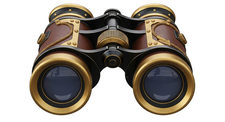 Steampunk binoculars observing distant worlds