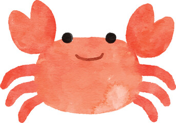 Cute orange crab watercolor illustration