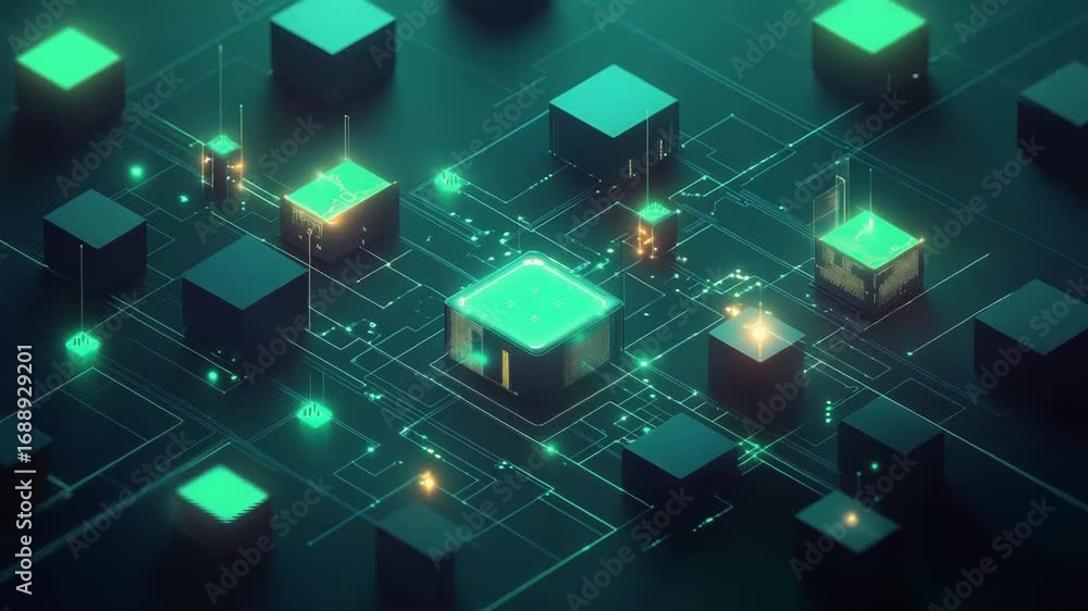 Aufkleber quantum computing processing data through futuristic circuitry