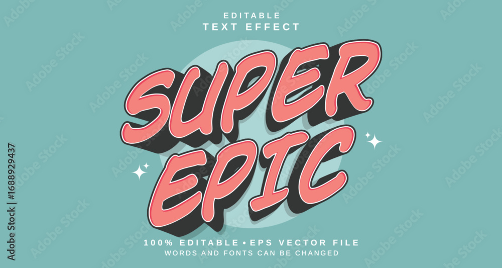 Poster editable text style effect - super epic text style theme.
