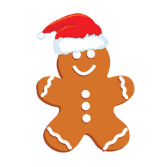 Christmas gingerbread in red Santa Claus hat