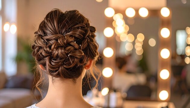 Elegant updo hairstyle in a salon