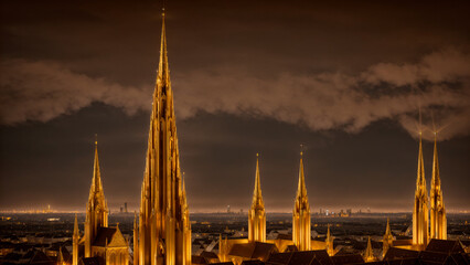 Illuminated cathedral at night