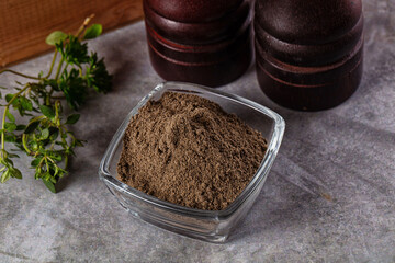 Ground dry black pepper powder