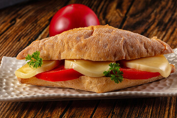 Sandwich with mozzarella and tomato