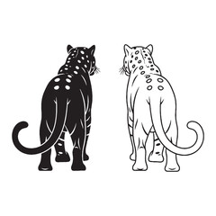 Modern Jaguar Silhouette & Jaguar Lineart – Jaguar Vector Composition in Clean Graphic Style – Jaguar Illustration – Silhouette and Lineart Set of Jaguar