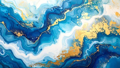 Crédence de cuisine Cristaux Abstract swirls of blue and gold  © iya