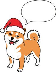  A pixel art illustration of a Shiba Inu dog wearing a Santa hat 