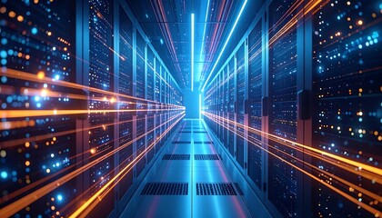 Fototapeta premium Futuristic server room (2)