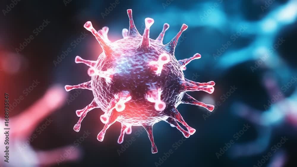 Aufkleber microscopic view of virus showing surface proteins and internal structure