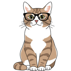 This illustration showcases a charming tabby cat, rendered in a pixel art style.