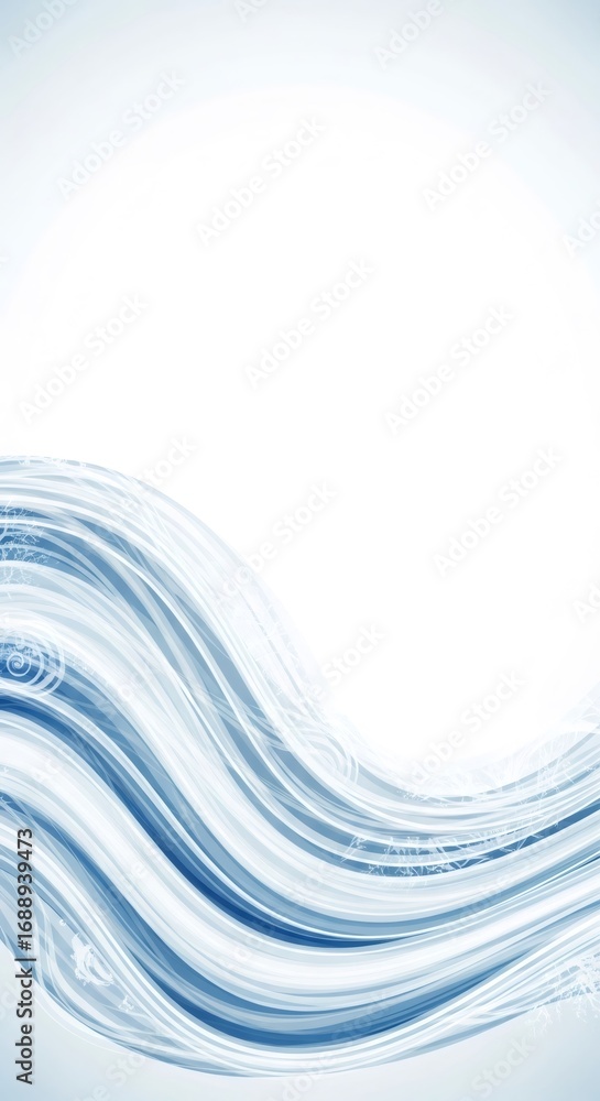 Aufkleber blue curve lines creating abstract water or air flow pattern. freshness and purity concept backgroun
