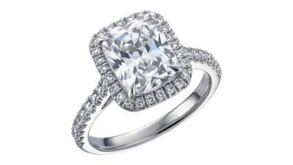 Stunning cushion-cut diamond engagement ring with halo sparkle
