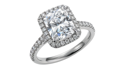 Sparkling diamond engagement ring with halo, symbolizing love and commitment