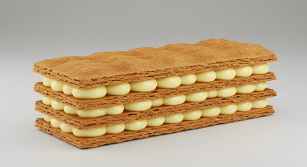 Delicious Mille-Feuille Pastry with Vanilla Cream Filling