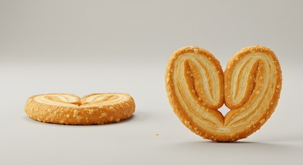Delicious Palmier Cookies on Neutral Background