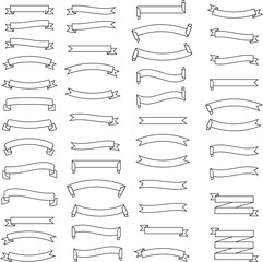 Set of Ribbon Banner Outline
