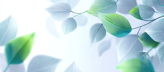 Fototapeta premium Delicate, light-filled image of leaves in pastel colors, creating a serene and airy mood.