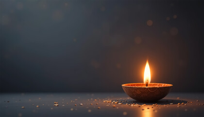 Diwali Burning oil lamp or diya in the dark background