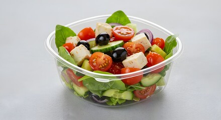 Fresh Greek Salad in Clear Container
