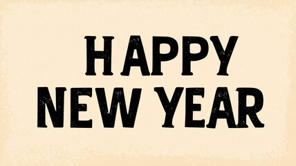 シンプルで鮮やかな新年バナー　中央に配置されたHappy New Yearの文字が目立ち、販促ポスターやSNSキャンペーンに活用しやすい高品質イラスト