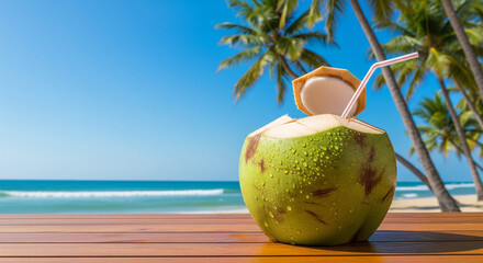 fresh coconut on the beach