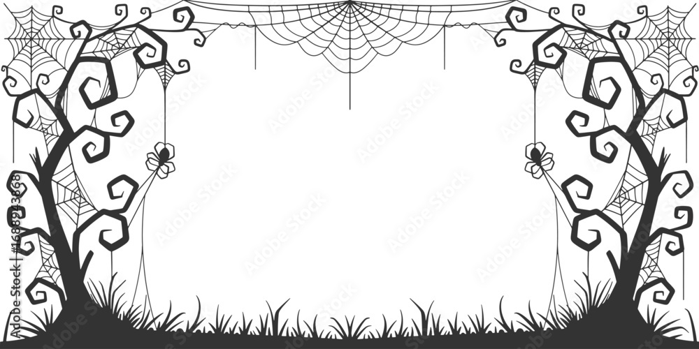 Canvas Prints spooky halloween frame with spider web. vector eps