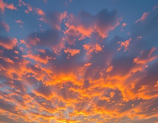 Vibrant Sunset Sky with Colorful Clouds and Rays