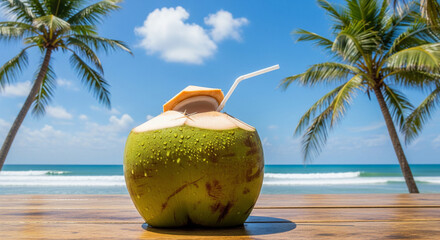 coconut cocktail on the beach