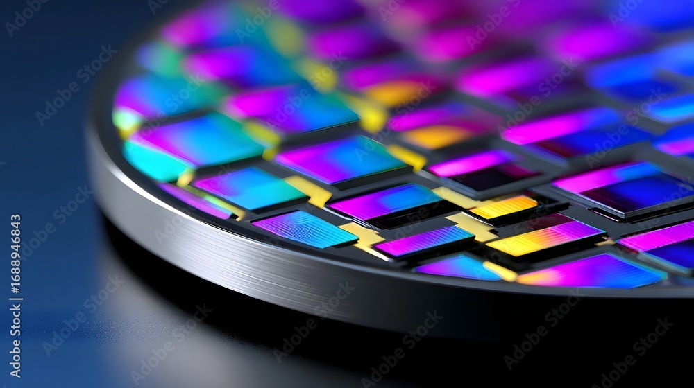 Poster vibrant, multicolored hexagonal tiles create a striking geometric pattern on a sleek, futuristic-loo