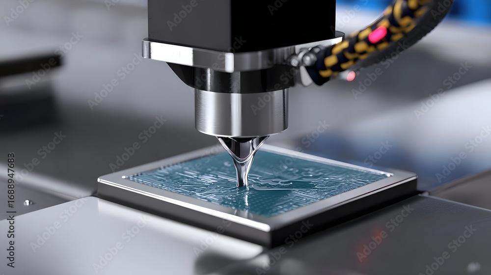Aufkleber a close-up view of a high-tech manufacturing hine precisely fabricating a metal component in a state