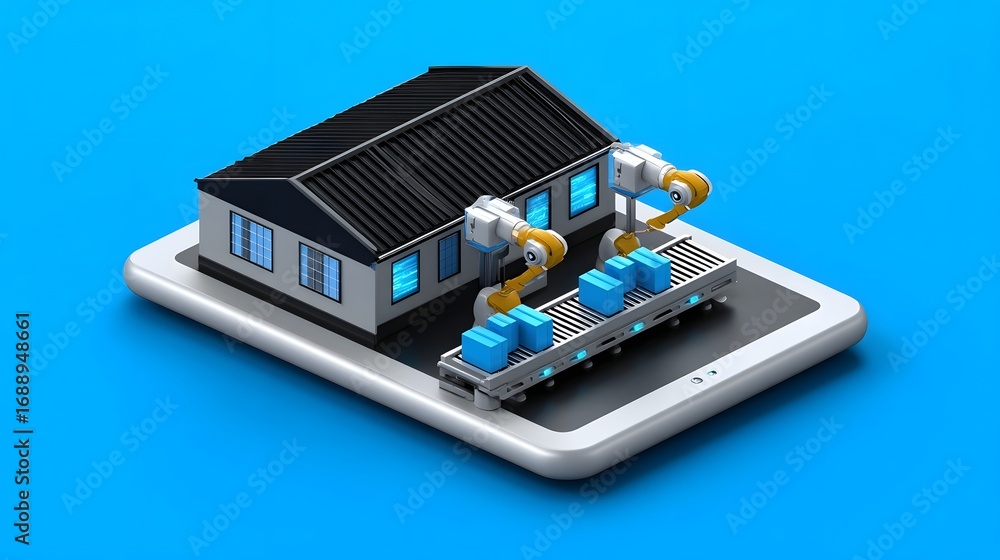 Aufkleber illust n of a modern, energy-efficient smart home with solar panels, automated systems, and mobile d