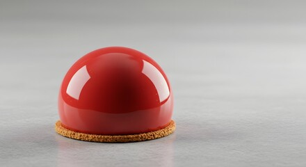 Fototapeta premium Elegant Red Mirror Glaze Mousse Cake on Textured Base