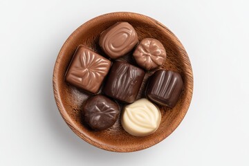 Assorted chocolates in a wooden bowl (4)