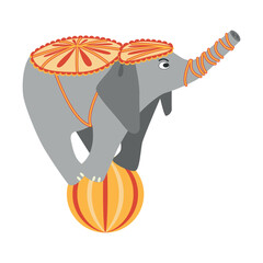 Circus chapito. Vector characters of animals in the circus lion, bear, seal, horse, zebra, elephant